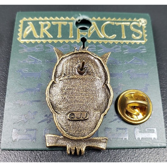 Vintage 1980's JJ Jonette Artifacts Owl on Tree Branch with Googly Eyes Tac Pin - Picture 9 of 10